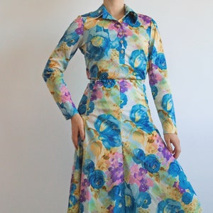 Groovy vintage 70s psychedelic floral novelty top & skirt two piece set image 3