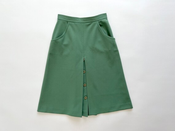 Vintage 70’s sage green high waisted a-line midi … - image 2