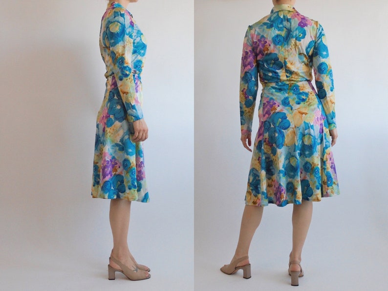 Groovy vintage 70s psychedelic floral novelty top & skirt two piece set image 4