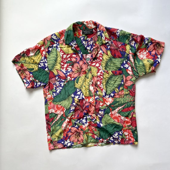 Vintage 80s colorful floral & botanical print ove… - image 4