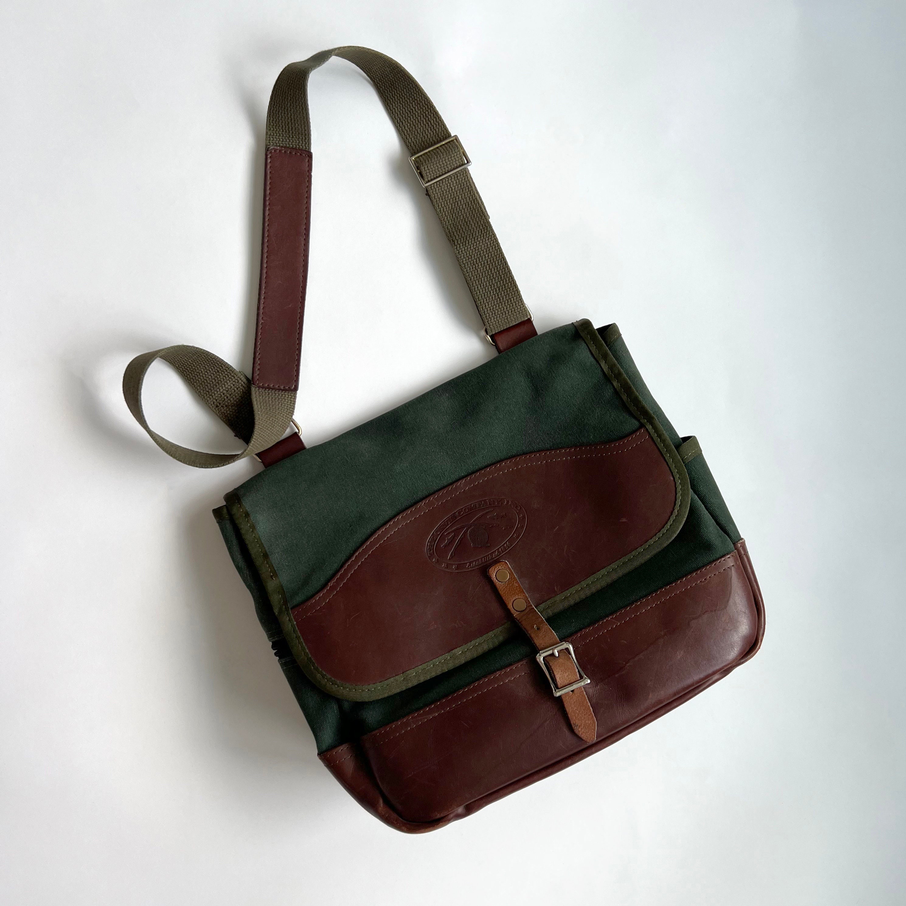 Army Green Rattan Leather Messenger Bag – maeree