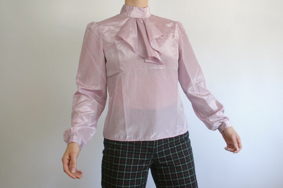 Stunning vintage 70s holographic satin rose color… - image 4