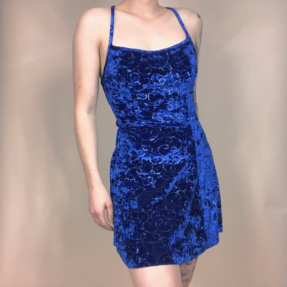 Vintage 90/'s Royal Blue Mini Dress  Sleeveless Blu Summer Dress