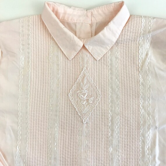 Vintage 80s pale pink semi-sheer lace rose appliq… - image 7