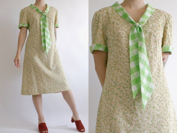 Vintage 70s handmade pullover shift dress  with d… - image 1