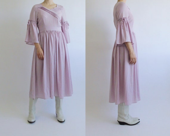 Vintage 70s handmade prairie style semi-sheer lav… - image 4