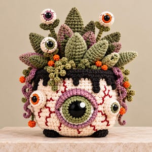 Eyeball Plant Crochet Pattern PDF, Creepy Gothic Monster Planter, Haunted Botanical Amigurumi, Halloween Spooky Decor