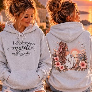 Hoodie „Ich wähle mich selbst“ | Inspirierender Schriftzug auf der Rückseite