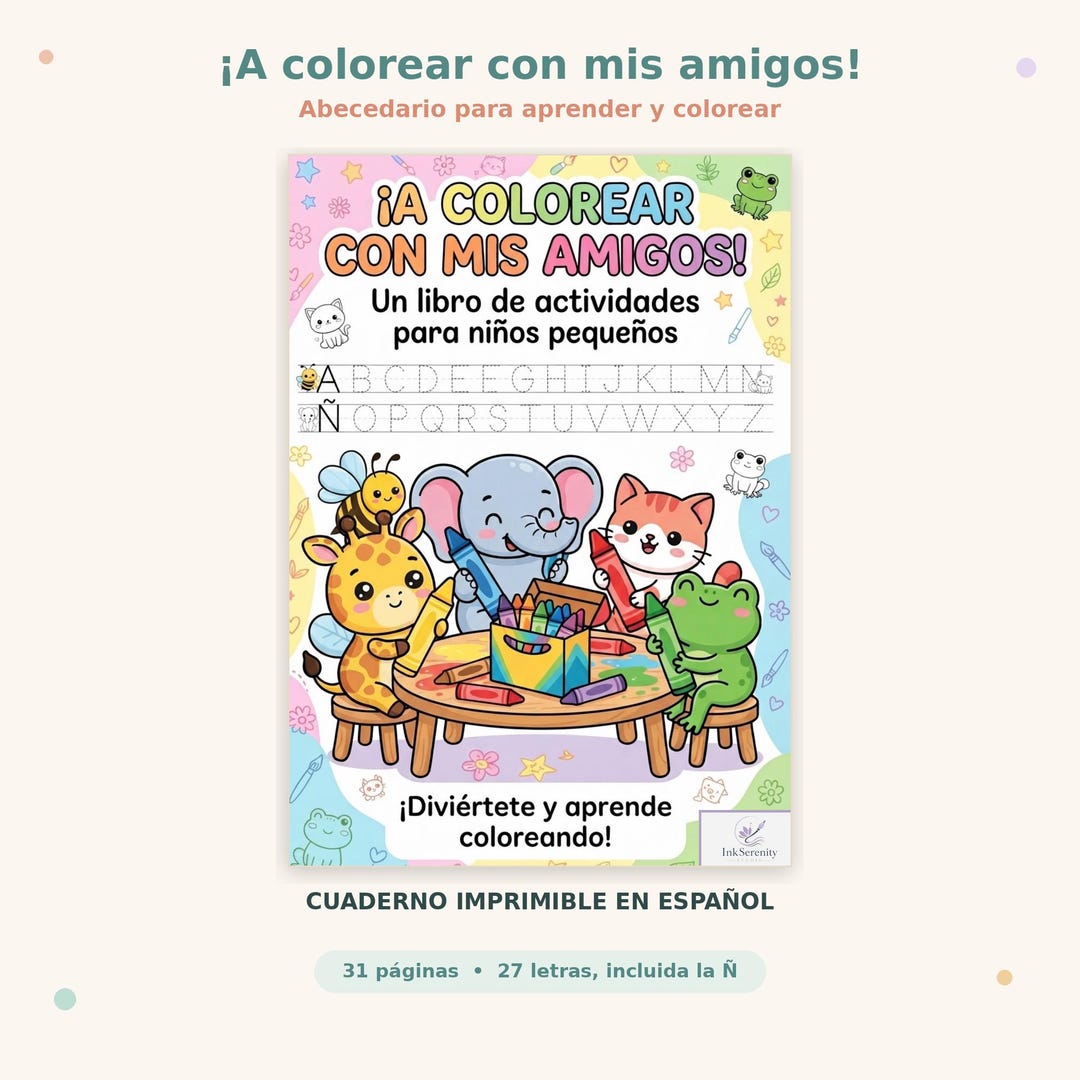 Spanish Alphabet Tracing & Coloring Book | ABC + Ñ Workbook | Preschool ...