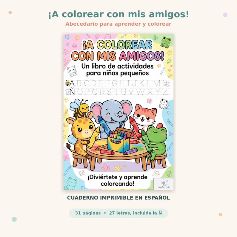Spanish Alphabet Tracing & Coloring Book | ABC + Ñ Workbook | Preschool ...
