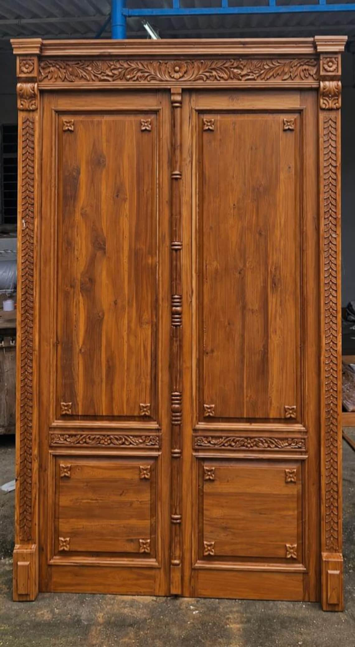 Hand Carved Solid Wood Interior Door, Custom Size, Traditional Carved ...