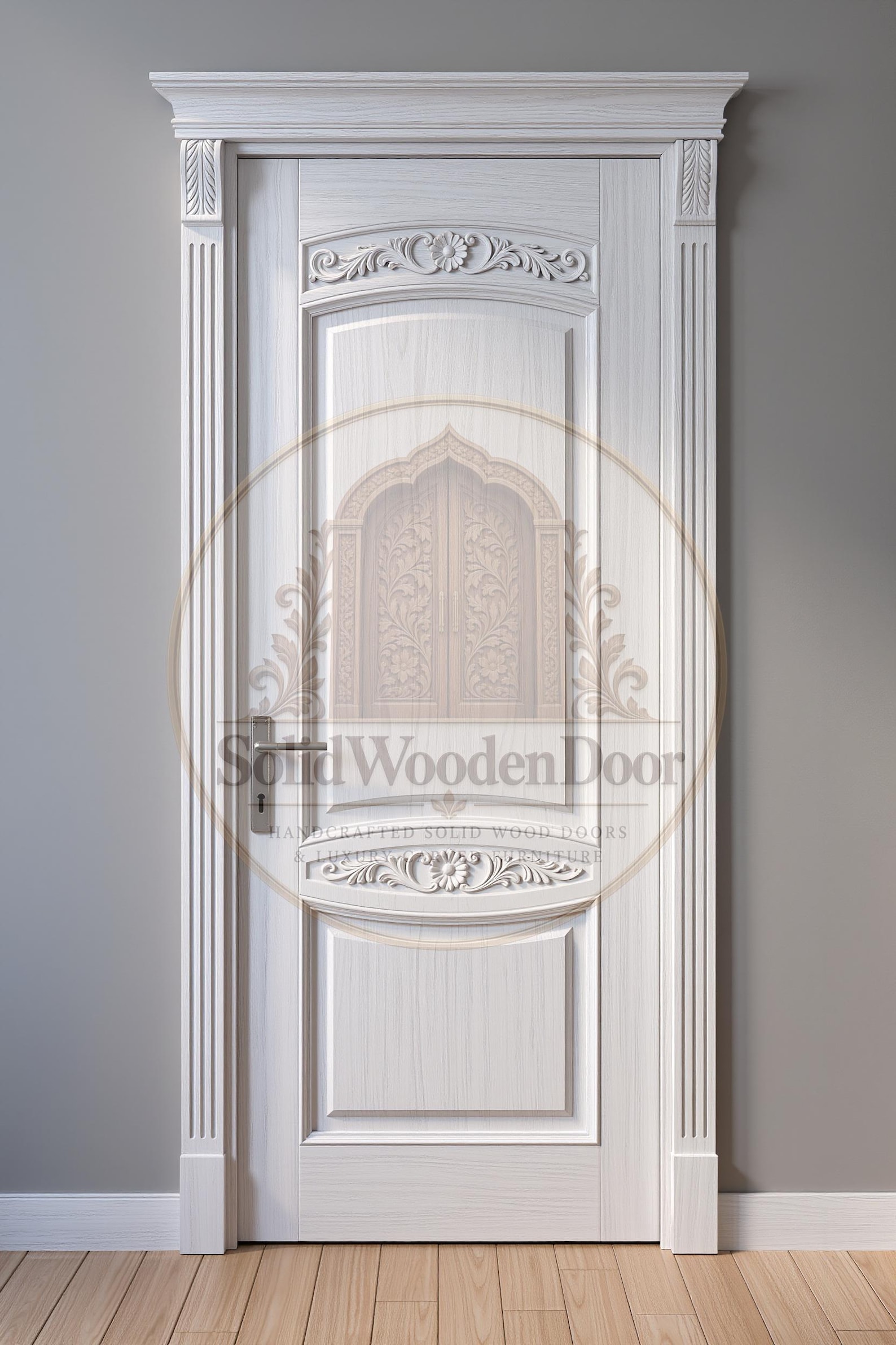 Hand Carved Solid Wood Interior Door, Custom Size, Traditional Carved ...