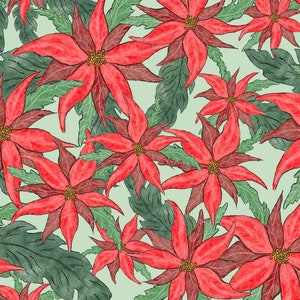 Dollhouse Wallpaper - Poinsettia Christmas Wallpaper - Digital Download - Print Your Own Wallpaper - 8 x 10 Doll House Wallpaper