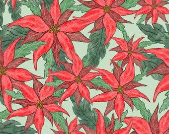 Dollhouse Wallpaper - Poinsettia Christmas Wallpaper - Digital Download - Print Your Own Wallpaper - 8 x 10 Doll House Wallpaper