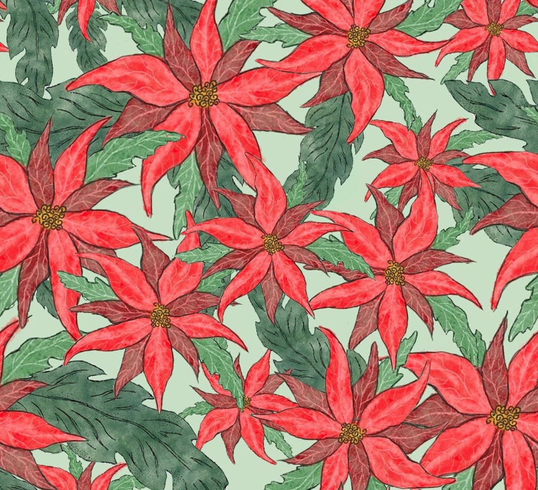 Dollhouse Wallpaper Poinsettia Christmas Wallpaper Digital Download