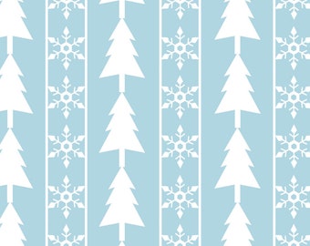 Dollhouse Wallpaper - Winter Blue Snowflakes and Trees - Digital Download - Print Your Own Wallpaper - 8 x 10 Doll House Wallpaper