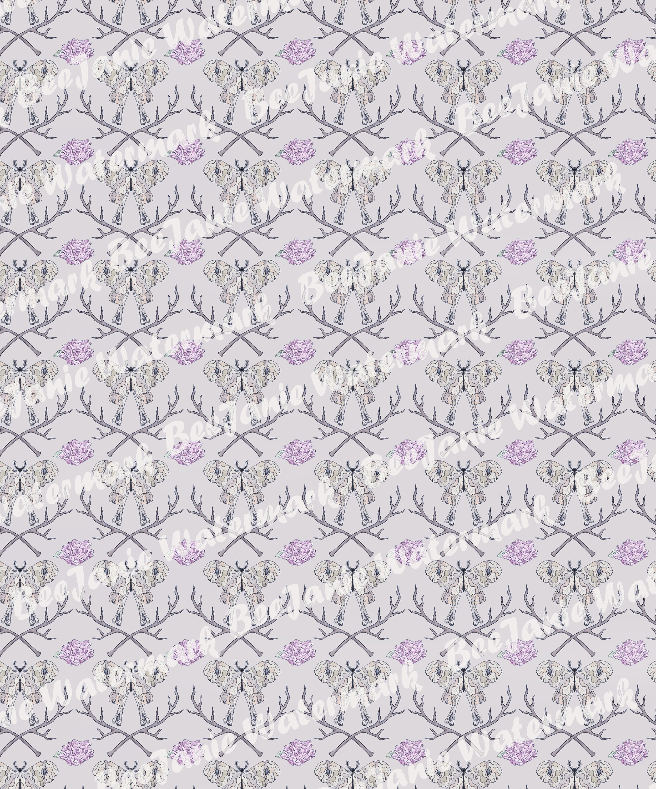 Digital Download Purple Moth Wallpaper Doll House Wallpaper Miniature