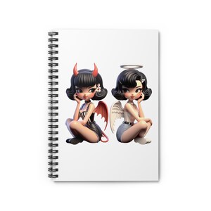 Pinup Angel and Devil Spiral Notebook - Ruled Line, Sketchbook, Writing Journal, Notepad, Diary, Stationery Set