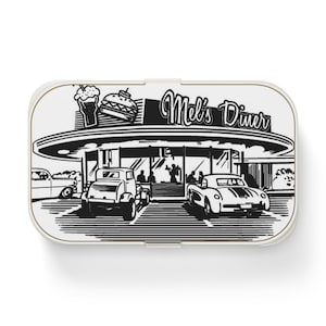 Retro Diner Bento Lunch Box, Vintage Lunch Container, Food Storage Container, Kids Lunchbox, Lunch Bag Accessory