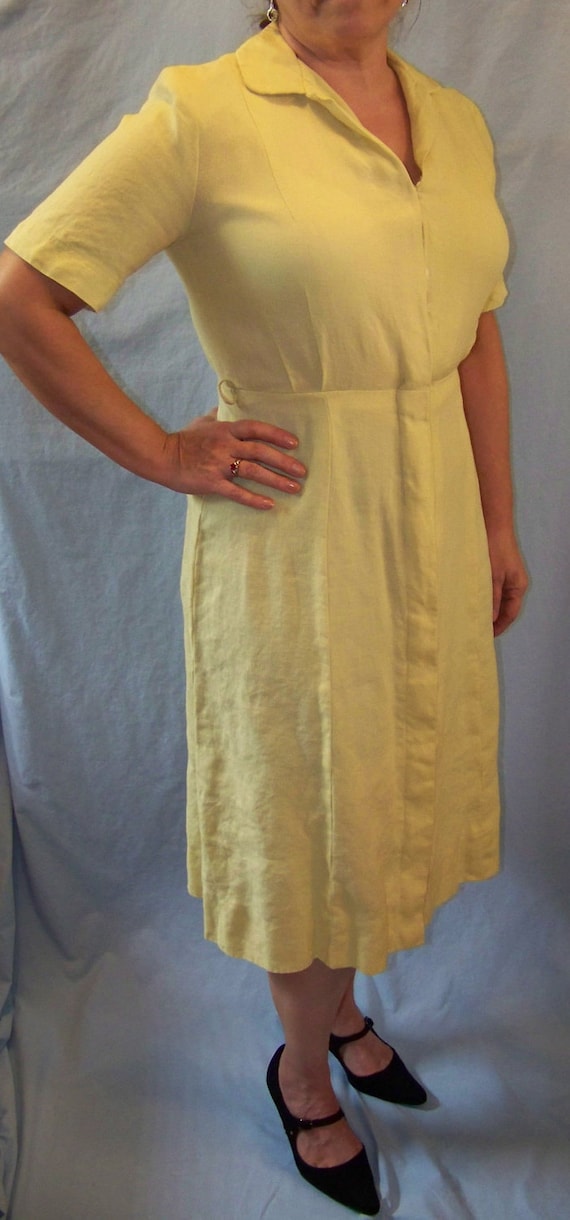 Yellow 1950s Shirt Dress- L