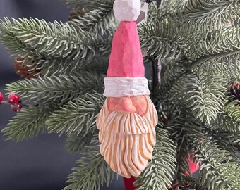 Santa Ornament Christmas Carving Handmade