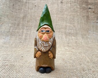 Green Gnome Hand Carved