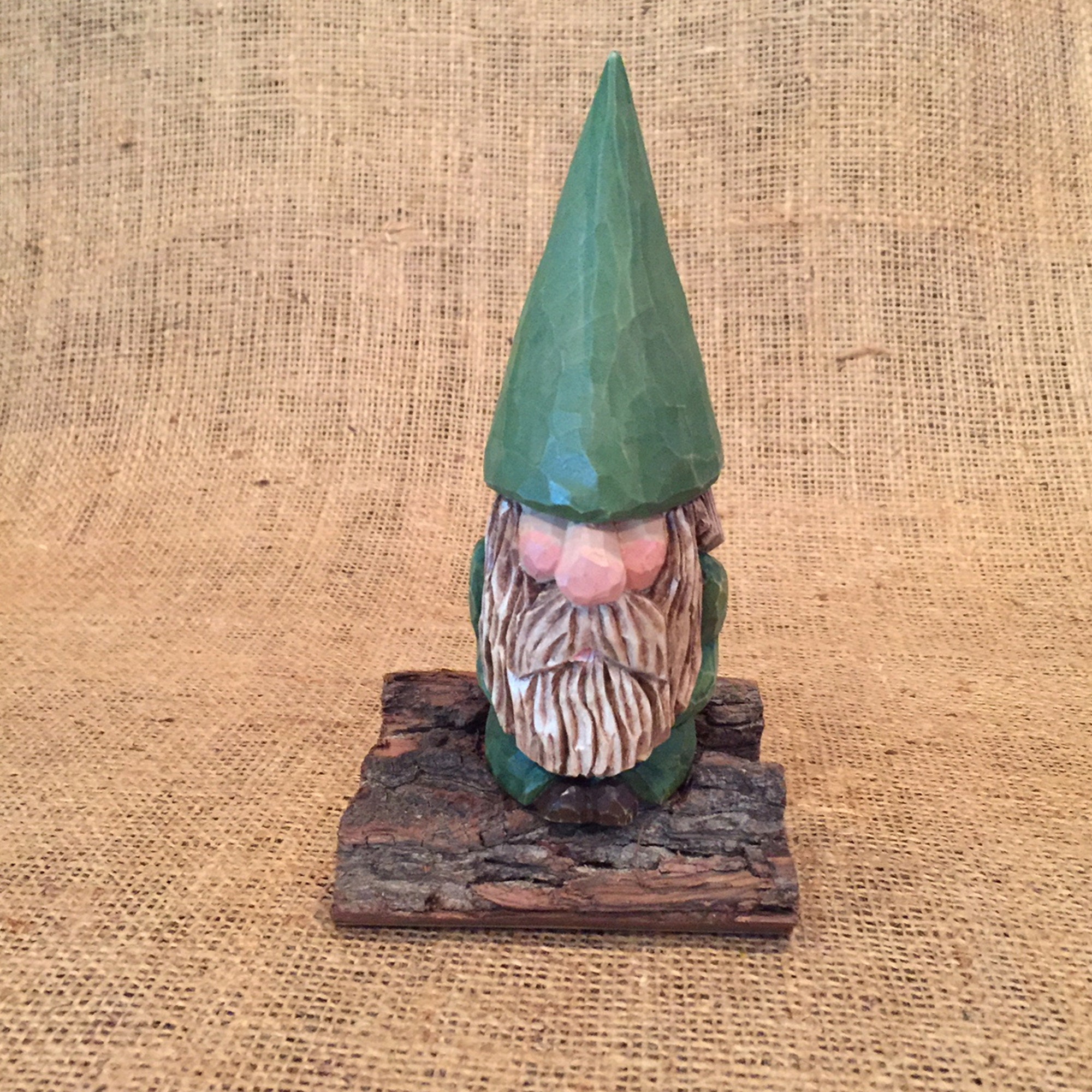 Hand Carved Wooden Garden Gnome Etsy