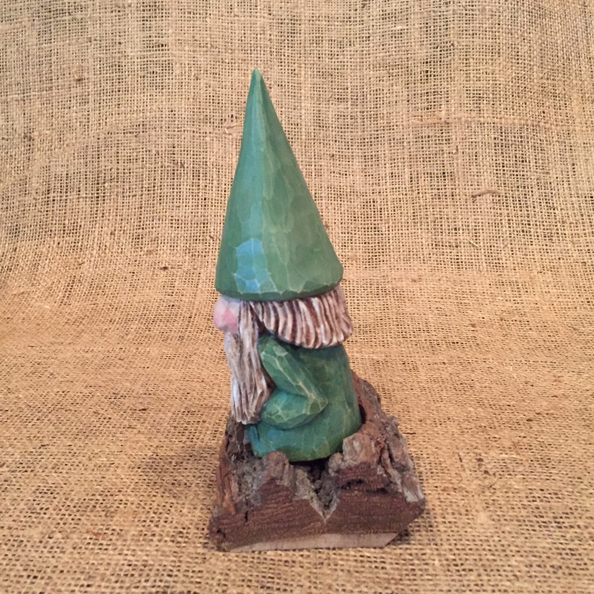 Hand Carved Wooden Garden Gnome Etsy
