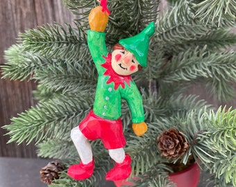 Elf Ornament Christmas Carving Handmade