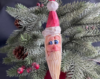 Santa Ornament Christmas Carving Hand Carved