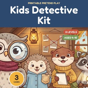 Detektiv-Set für Kinder, ausdruckbares Spionage-Spielset mit Geheimcodes und Rätseln