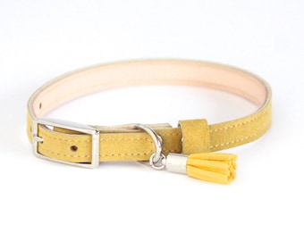 Cat Collar / Small Dog Collar // Mustard // Optional ID Tag