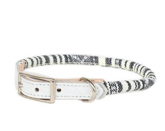 Cat Collar or Small Dog Collar - Grey & White