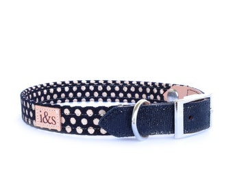 Dog Collar - Black and Gold Confetti  - Martingale or Buckle Style