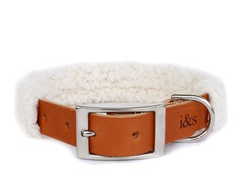 Dog Collar with Textile Sleeve | Faux Sheepskin | Optional ID Tag