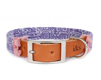 Dog Collar with Textile Sleeve | Holiday Edition Lavender | Optional ID Tag