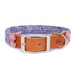 Dog Collar with Textile Sleeve Holiday Edition Lavender Optional ID Tag image 1