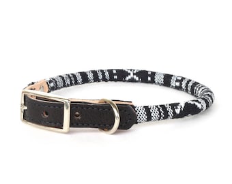 Cat Collar or Small Dog Collar - Black & White