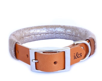 Dog Collar with Textile Sleeve | Luxe Rose Gold | Optional ID Tag
