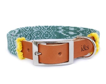 Dog Collar with Textile Sleeve | Holiday Edition Emerald | Optional ID Tag