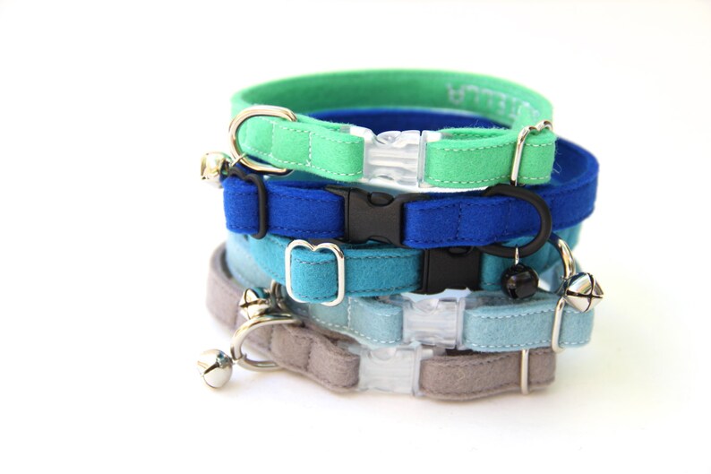 Cat Collar Seafoam Green Felt Adjustable Optional ID Tag Etsy