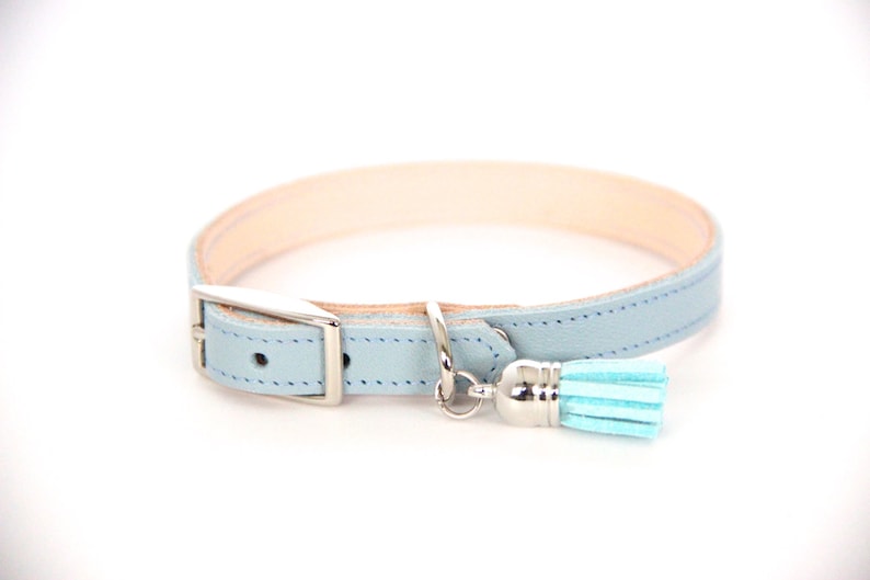 Cat or Small Dog Collar // Light Blue // Optional ID Tag image 1