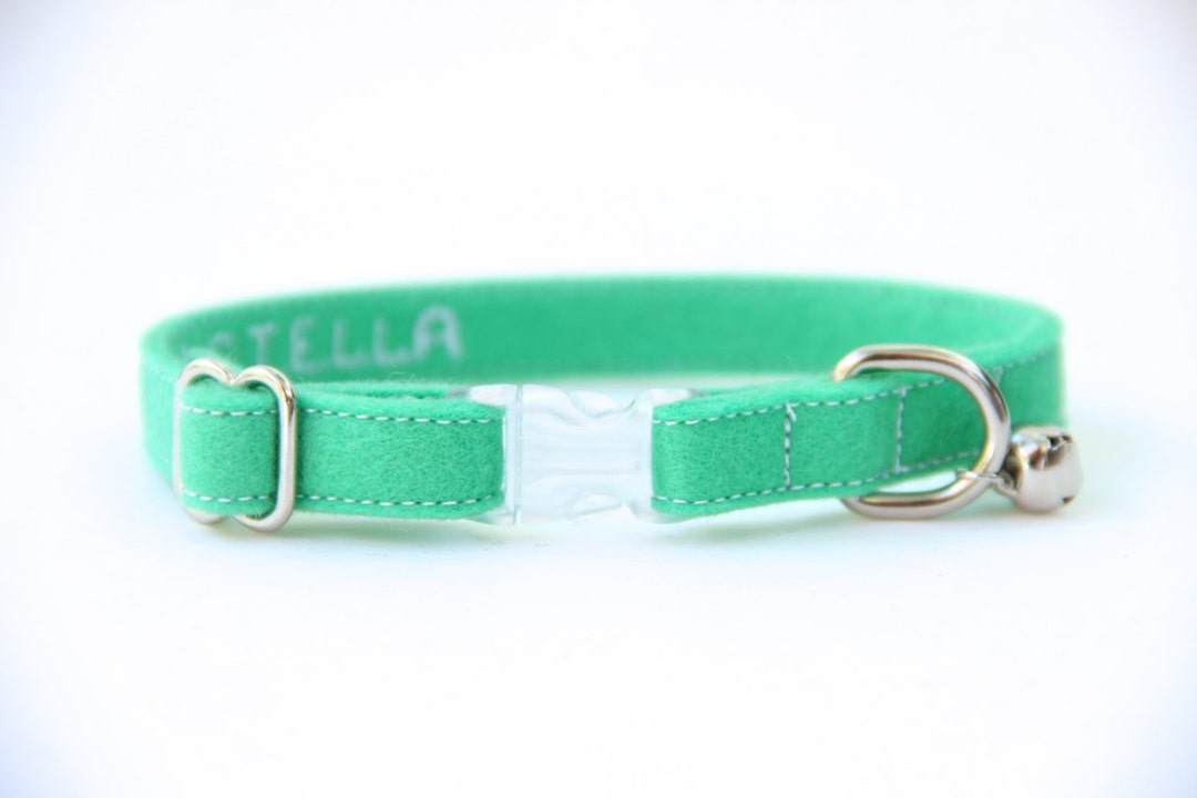 Cat Collar Seafoam Green Felt Adjustable Optional ID Tag Etsy