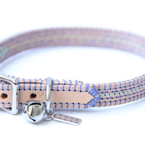 Cat Collar - Azure/Teal - Embroidered Leather