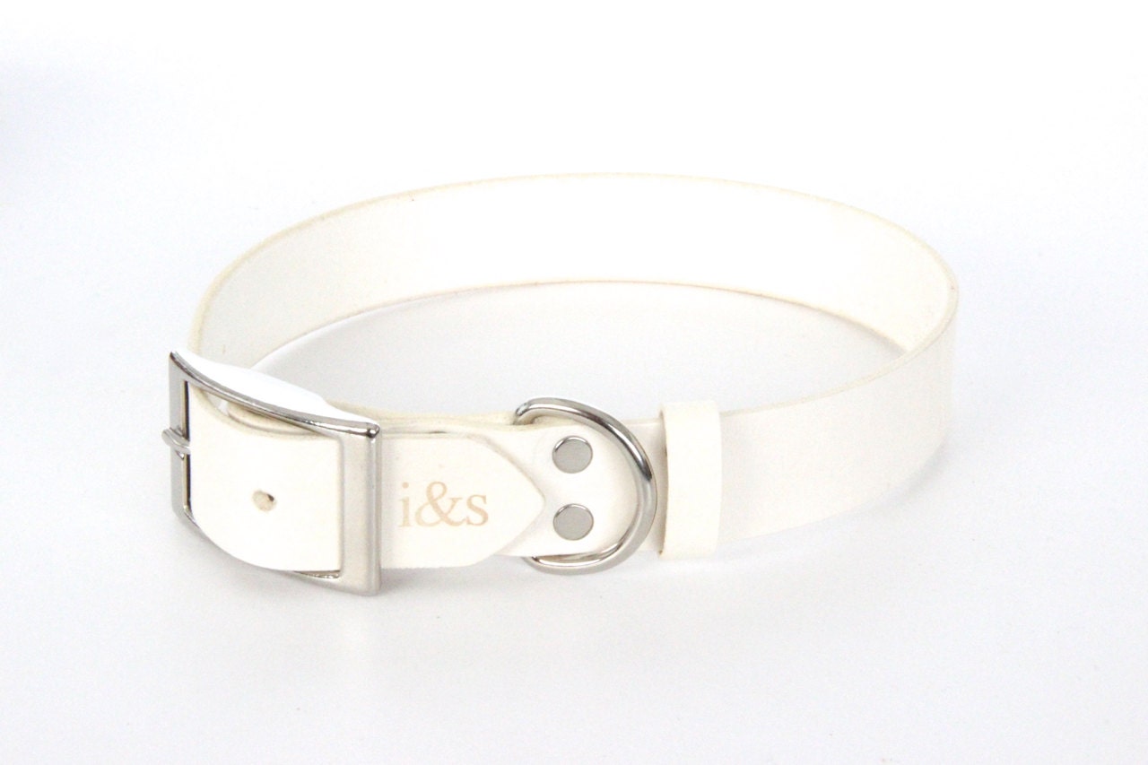 White leather cheap collar
