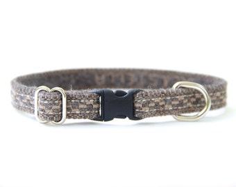 Cat Collar - Heather Brown - Embroidered - Adjustable - Optional ID Tag