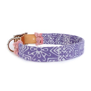 Dog Collar with Textile Sleeve Holiday Edition Lavender Optional ID Tag image 2