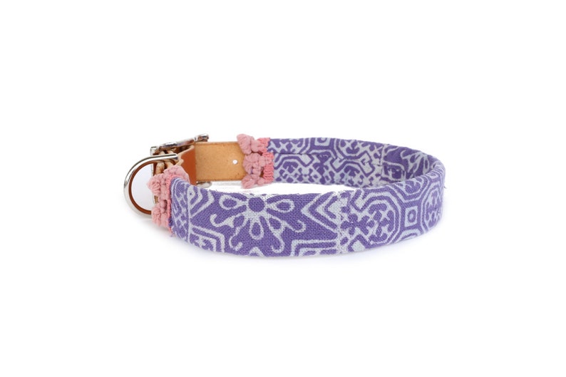 Dog Collar with Textile Sleeve Holiday Edition Lavender Optional ID Tag image 2