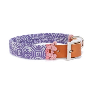 Dog Collar with Textile Sleeve Holiday Edition Lavender Optional ID Tag image 3