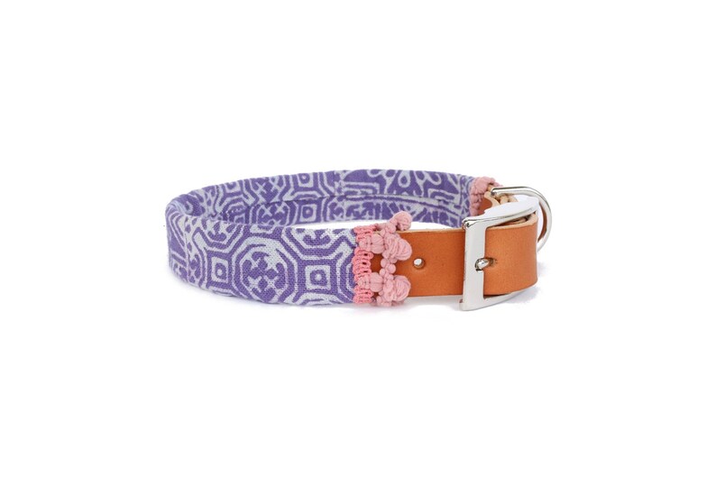 Dog Collar with Textile Sleeve Holiday Edition Lavender Optional ID Tag image 3